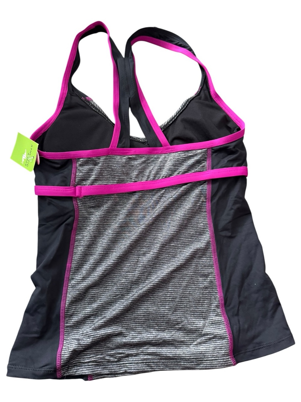 Athletic Works NWT Swim Tankini Top Black Grey Pink Racerback XS/TP - Picture 7 of 10